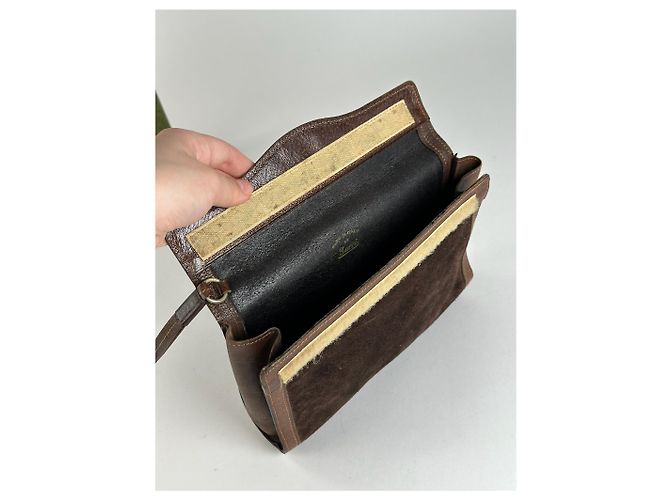 Clutch in pelle vintage Gucci marrone - vista 4