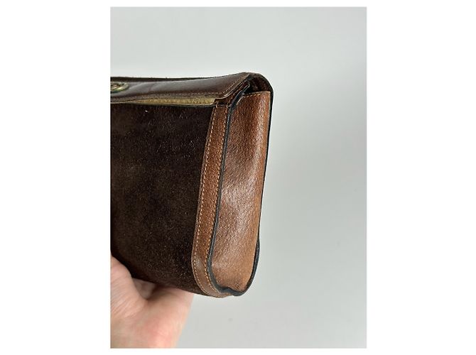 Clutch in pelle vintage Gucci marrone - vista 6