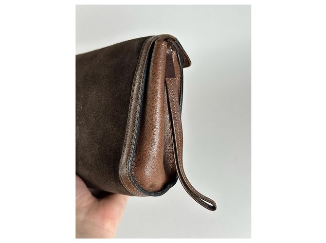 Clutch in pelle vintage Gucci marrone - vista 7