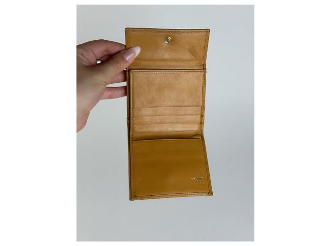 Céline Vintage Celine Paris Monogram Leather Wallet Brown Yellow - view 11