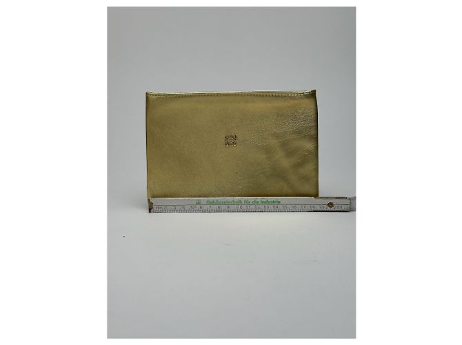 Clutch in pelle Loewe Madrid vintage dorata D'oro - vista 10
