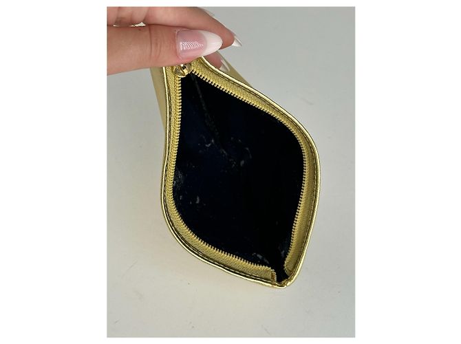 Clutch in pelle Loewe Madrid vintage dorata D'oro - vista 11