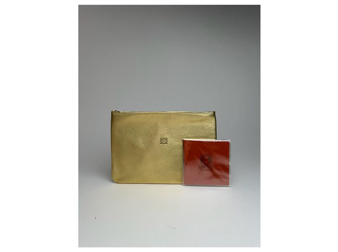 Clutch in pelle Loewe Madrid vintage dorata D'oro - vista 2