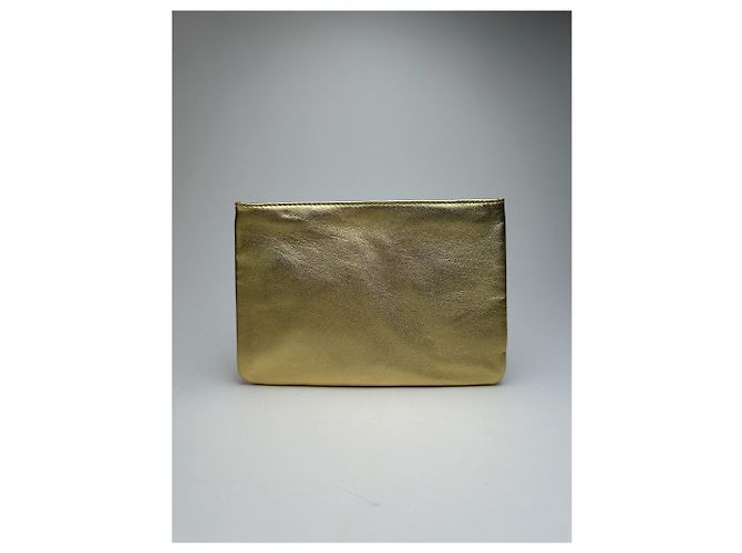 Clutch in pelle Loewe Madrid vintage dorata D'oro - vista 3