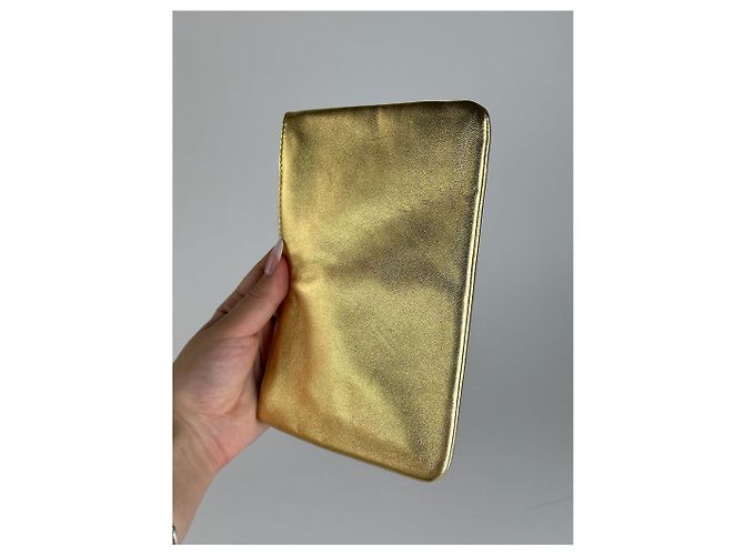 Clutch in pelle Loewe Madrid vintage dorata D'oro - vista 7