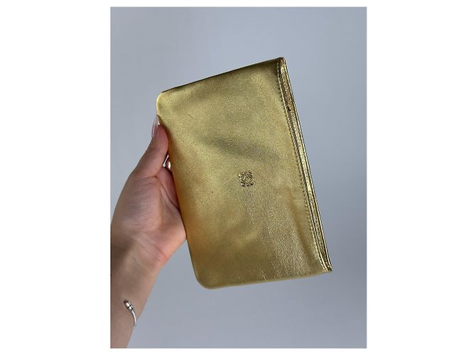Clutch in pelle Loewe Madrid vintage dorata D'oro - vista 8
