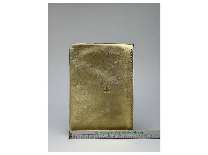 Clutch in pelle Loewe Madrid vintage dorata D'oro - vista 9