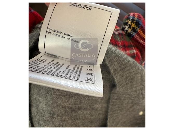 Chanel Alpakapullover mit Schmuckperlen 34 FR Grau - Ansicht 10