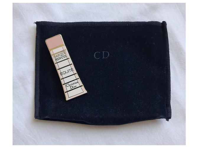 Christian Dior Con piccolo sacchetto in suede CD Rosa Bianco D'oro Gold hardware - vista 2