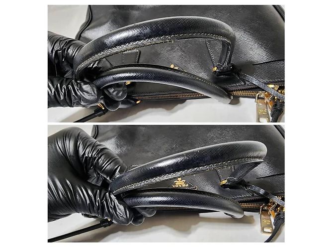 PRADA Saffiano Medium Galleria Double Zip Tote Nero - vista 10