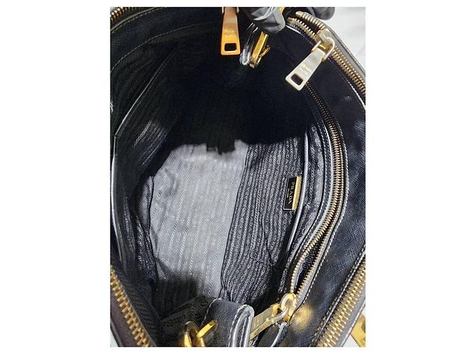 PRADA Saffiano Medium Galleria Double Zip Tote Nero - vista 12
