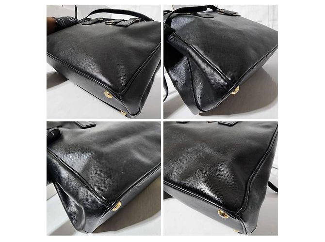 PRADA Saffiano Medium Galleria Double Zip Tote Nero - vista 13