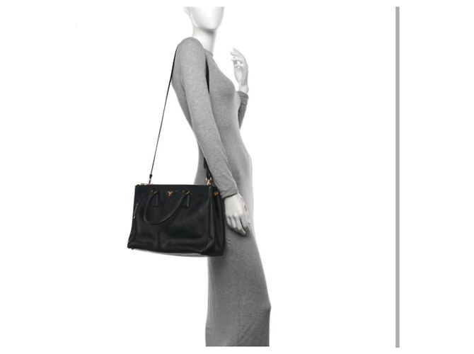 PRADA Saffiano Medium Galleria Double Zip Tote Nero - vista 3