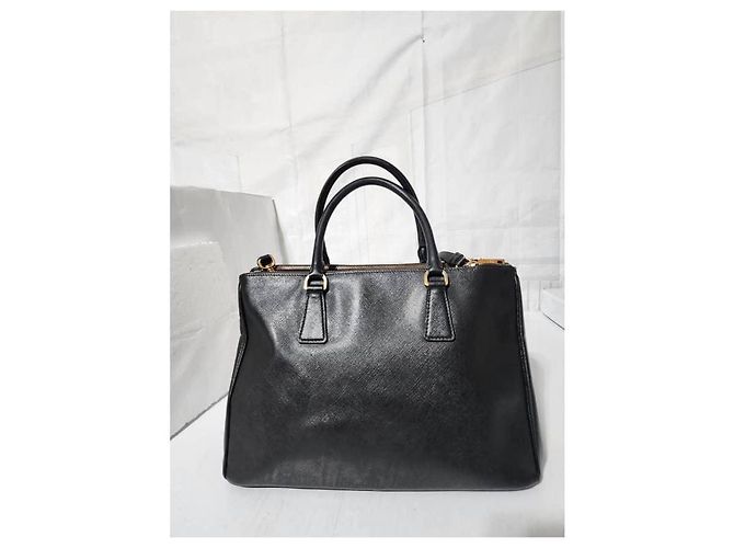 PRADA Saffiano Medium Galleria Double Zip Tote Nero - vista 4