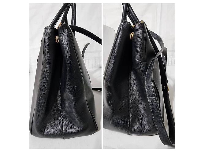 PRADA Saffiano Medium Galleria Double Zip Tote Nero - vista 7
