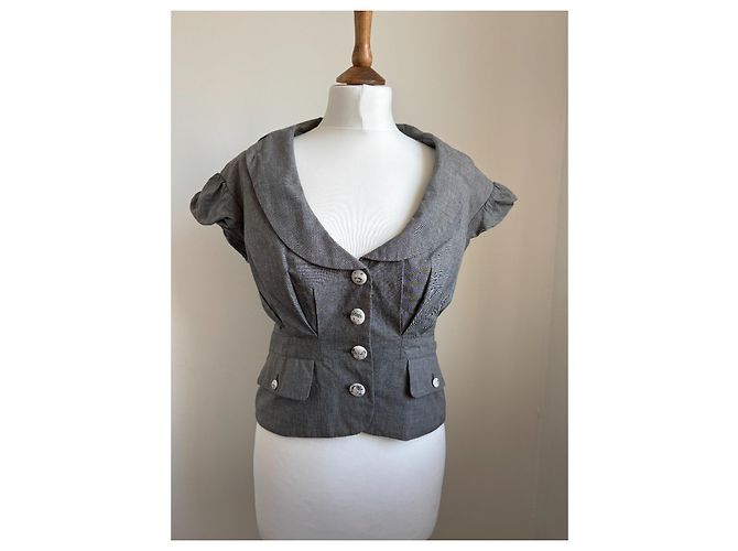 Top Love Moschino de algodón gris - vista 5