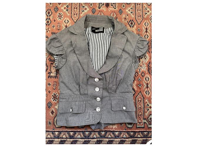 Top Love Moschino de algodón gris - vista 8