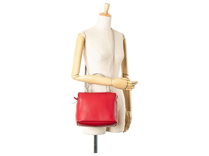 Céline Borsa cubo morbida piccola in pelle rossa di Celine - vista 12