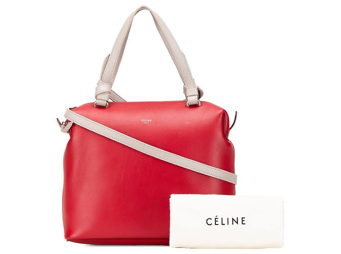 Céline Borsa cubo morbida piccola in pelle rossa di Celine - vista 13