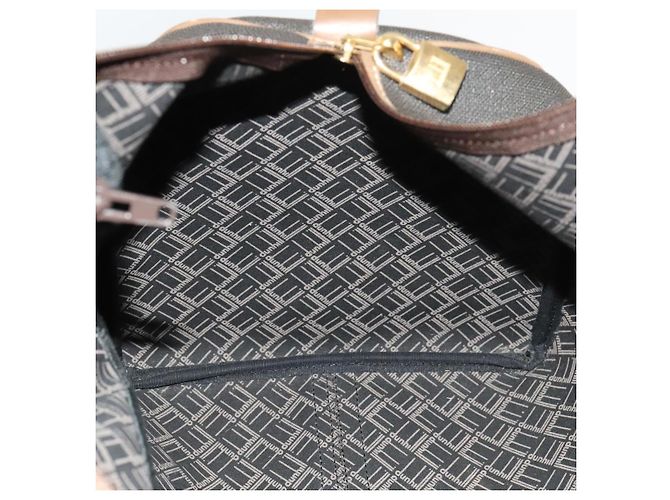 Alfred Dunhill Borsa Boston Dunhill in PVC marrone Auth am8180 - vista 19