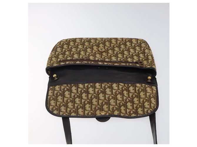 Borsa a spalla in tela Trotter Christian Dior marrone oro Auth 123499 D'oro - vista 10