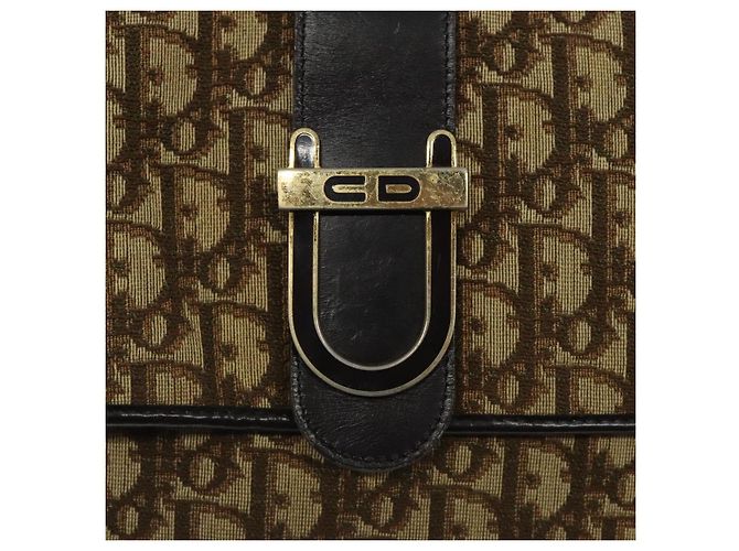 Borsa a spalla in tela Trotter Christian Dior marrone oro Auth 123499 D'oro - vista 17