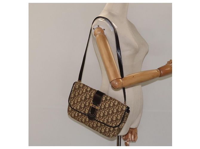 Borsa a spalla in tela Trotter Christian Dior marrone oro Auth 123499 D'oro - vista 21