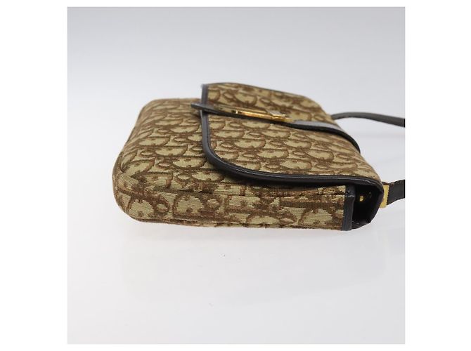 Borsa a spalla in tela Trotter Christian Dior marrone oro Auth 123499 D'oro - vista 3