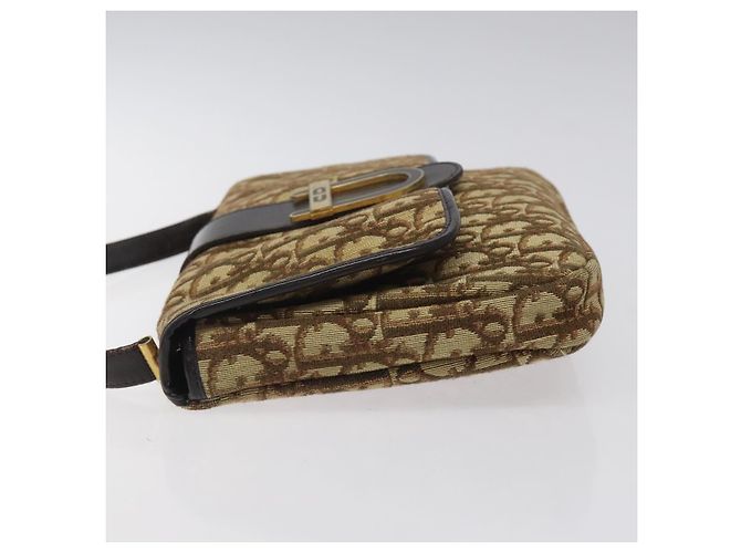 Borsa a spalla in tela Trotter Christian Dior marrone oro Auth 123499 D'oro - vista 4