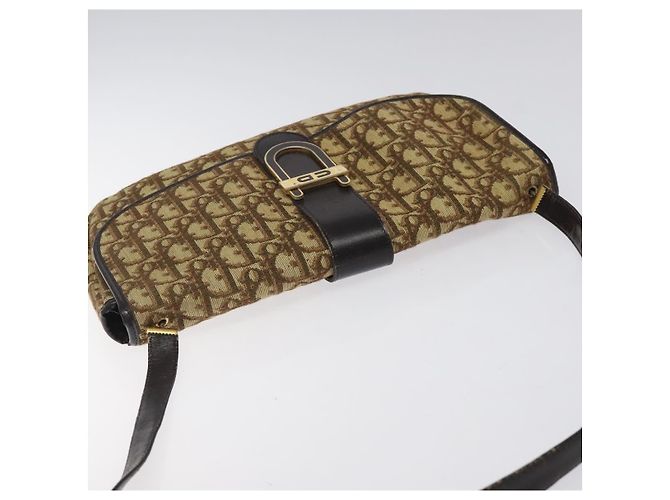 Borsa a spalla in tela Trotter Christian Dior marrone oro Auth 123499 D'oro - vista 6