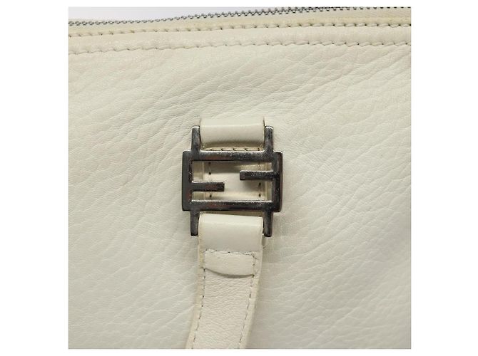 Borsa a mano FENDI in pelle bianca e argento Auth hk2612 Bianco - vista 10