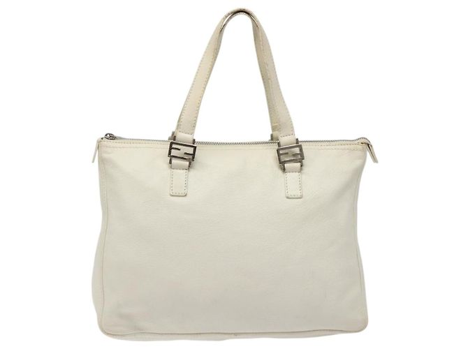 Borsa a mano FENDI in pelle bianca e argento Auth hk2612 Bianco - vista 13