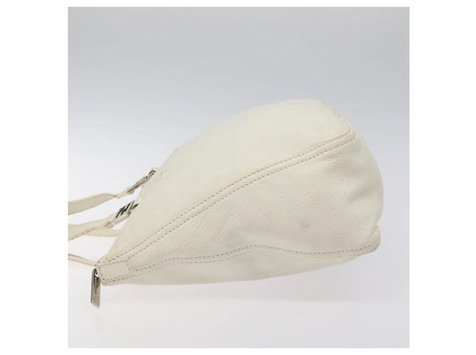 Borsa a mano FENDI in pelle bianca e argento Auth hk2612 Bianco - vista 4
