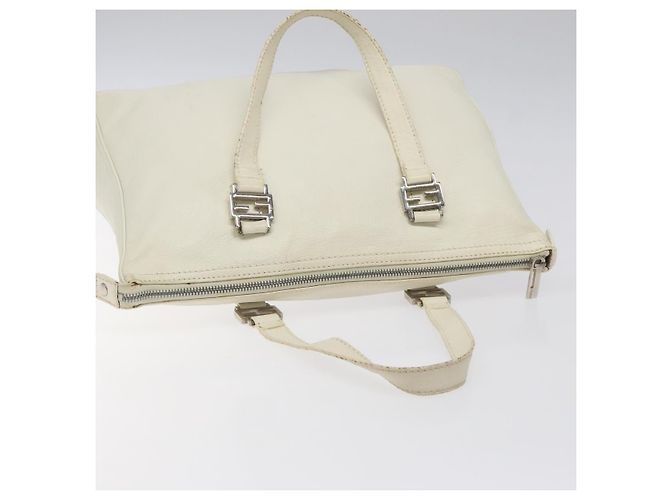 Borsa a mano FENDI in pelle bianca e argento Auth hk2612 Bianco - vista 6