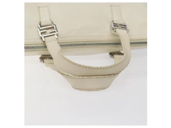 Borsa a mano FENDI in pelle bianca e argento Auth hk2612 Bianco - vista 7