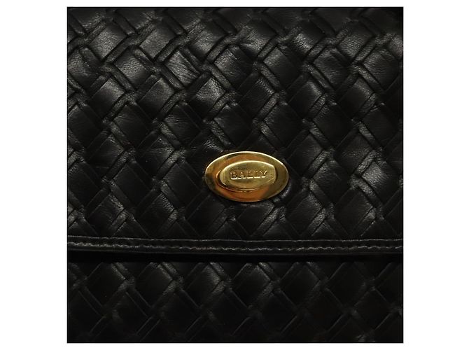 Borsa a mano BALLY in pelle nera e oro Auth BA2296 Nero D'oro - vista 18