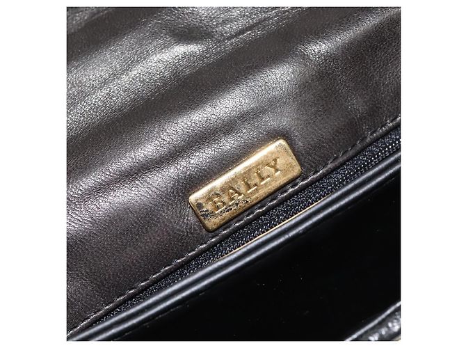 Borsa a mano BALLY in pelle nera e oro Auth BA2296 Nero D'oro - vista 20