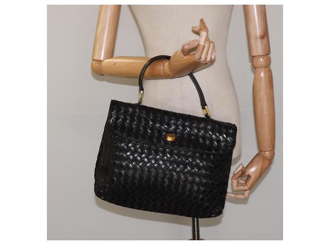 Borsa a mano BALLY in pelle nera e oro Auth BA2296 Nero D'oro - vista 25