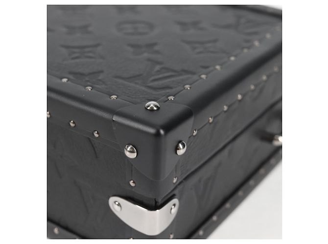LOUIS VUITTON Monogram Shadow Clutch scatola Borsa Clutch Nera M12876 LV Auth BA1720SM Nero - vue 14