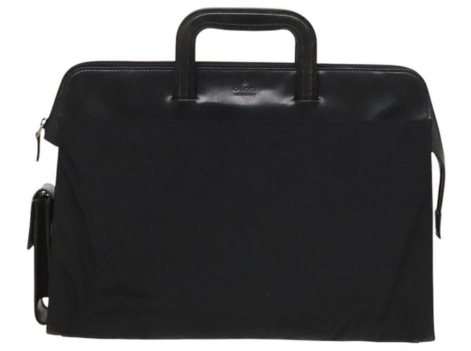 Borsa a mano GUCCI in nylon nero argento 015 3707 Auth 118899 - vista 13
