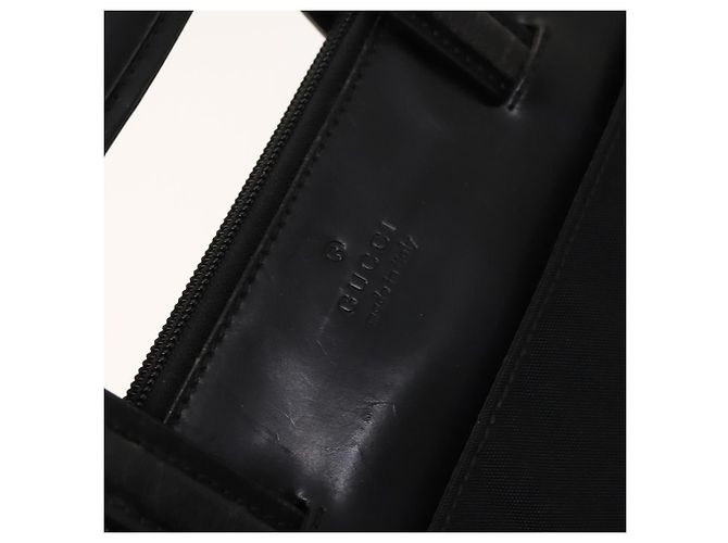 Borsa a mano GUCCI in nylon nero argento 015 3707 Auth 118899 - vista 19
