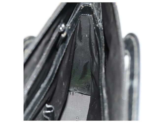 Borsa a mano GUCCI in nylon nero argento 015 3707 Auth 118899 - vista 21