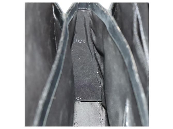 Borsa a mano GUCCI in nylon nero argento 015 3707 Auth 118899 - vista 22