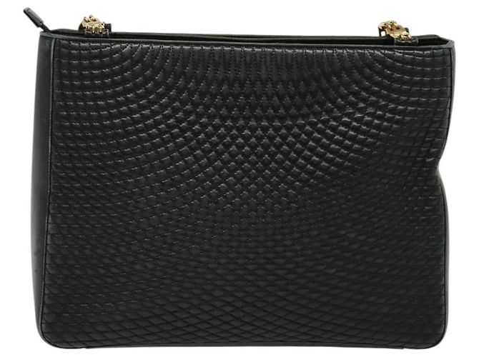 BALLY Shoulder Bag Leather Black Gold Auth 123425 Golden - view 2