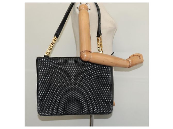 BALLY Shoulder Bag Leather Black Gold Auth 123425 Golden - view 20