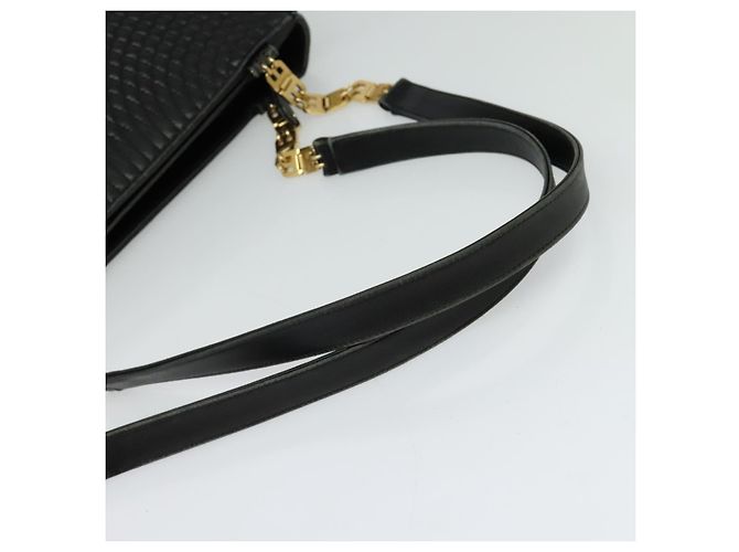 BALLY Shoulder Bag Leather Black Gold Auth 123425 Golden - view 7