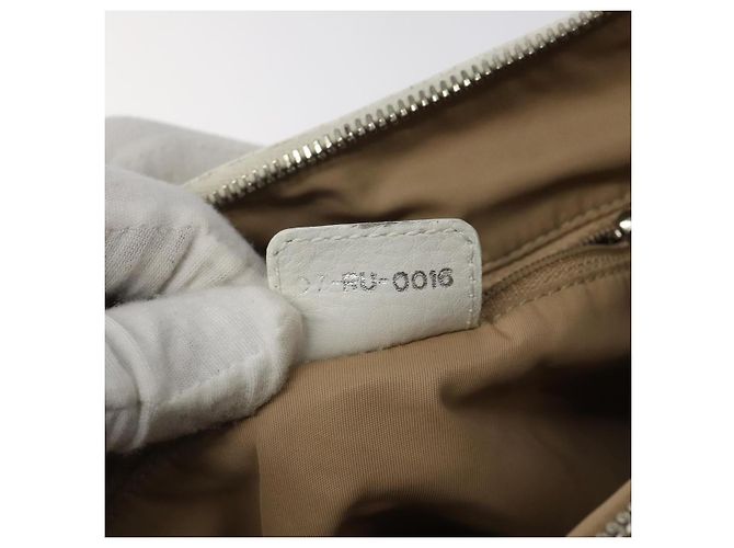 Christian Dior Trotter Canvas Schultertasche Weiß Silber Authentisch 124231 - Ansicht 12