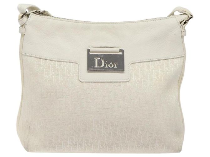 Christian Dior Trotter Canvas Schultertasche Weiß Silber Authentisch 124231 - Ansicht 13