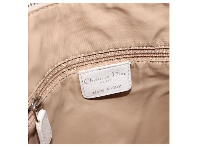 Christian Dior Trotter Canvas Schultertasche Weiß Silber Authentisch 124231 - Ansicht 19