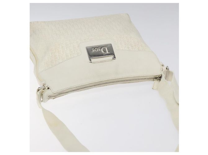 Christian Dior Trotter Canvas Schultertasche Weiß Silber Authentisch 124231 - Ansicht 6